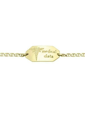 Yellow Gold Medic Data Bracelet W/Plate 10KT & 14KT Yellow Gold Medic Data Bracelet W/Plate 10KT & 14KT