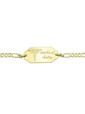 Yellow Gold Medic Data Bracelet W/Plate 10KT & 14KT Yellow Gold Medic Data Bracelet W/Plate 10KT & 14KT