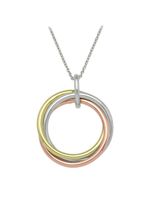 Yellow, White &amp; Rose Gold Tri Colour Love Knot Necklace 10KT