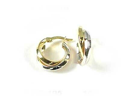 10K Yellow &amp; White Gold Two Tone Hoop Earrings