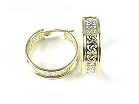 10K Yellow &amp; White Gold Two Tone Hoop Earrings