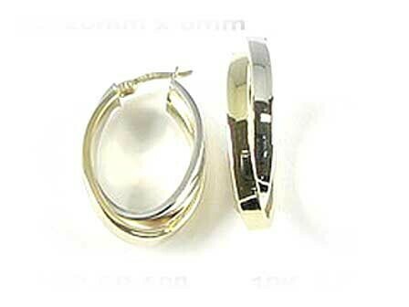 10K Yellow &amp; White Two Tone Hoop Earrings