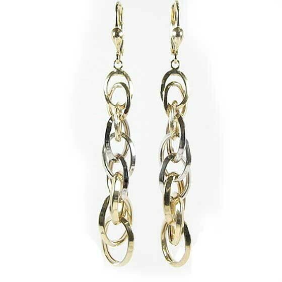 10K Yellow &amp; White Gold Dangle Earrings