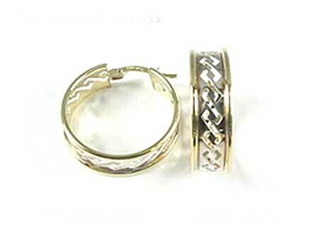 10K Yellow &amp; White Two Tone Hoop Earrings
