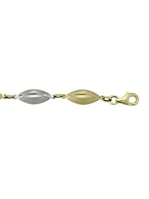 White &amp; Yellow Gold Two Tone Hollow Fancy Link Bracelet 10KT