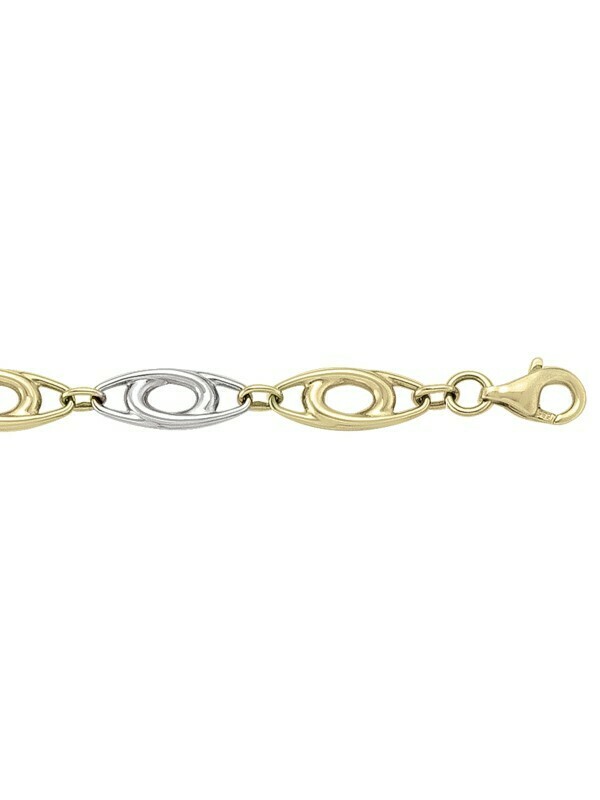 White &amp; Yellow Gold Two Tone Hollow Fancy Necklace 14KT
