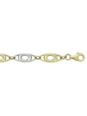 White & Yellow Gold Two Tone Hollow Fancy Necklace 14KT White & Yellow Gold Two Tone Hollow Fancy Necklace 14KT