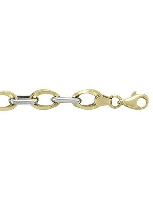 White &amp; Yellow Gold Two Tone Hollow Fancy Bracelet 14KT