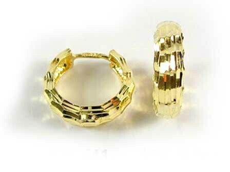 10K Yellow Gold Shimmer Cut Huggy Earrings