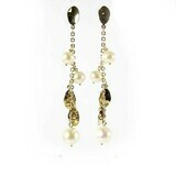 10K Yellow &amp; White Gold Pearl Dangle Earrings