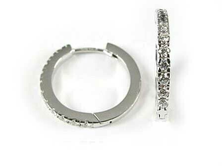 10K White Gold Cubic Hoop Earrings 10K White Gold Cubic Hoop Earrings