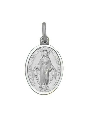 White Gold Solid Miraculous Medal 14KT White Gold Solid Miraculous Medal 14KT