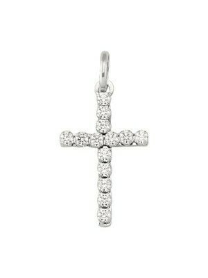 White C.Z. Cross 18KT