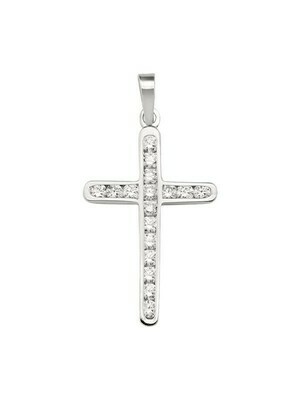 White C.Z. Cross 18KT