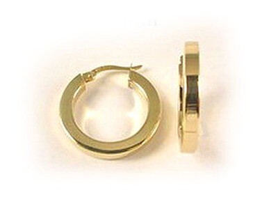 10K Yellow Gold Polished Square Tube Hoop Earrings