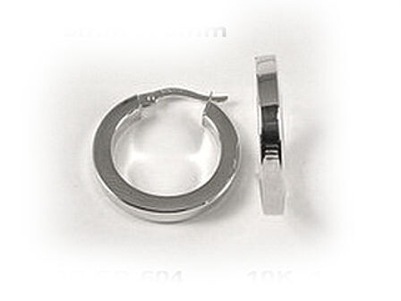 10K White Gold Polished Square Tube Hoop Earrings