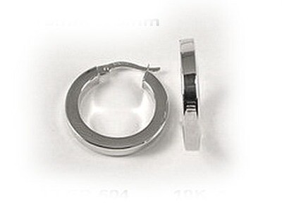 10K White Gold Polished Square Tube Hoop Earrings