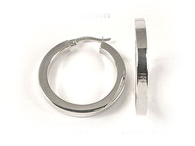 10K White Gold Polished Square Tube Hoop Earrings