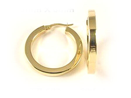 10K Yellow Gold Polished Square Tube Hoop Earrings