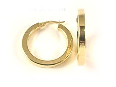 10K Yellow Gold Polished Square Tube Hoop Earrings