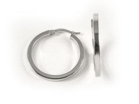 10K White Gold Polished Square Tube Hoop Earrings