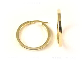10K Yellow Gold Polished Square Tube Hoop Earrings
