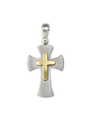 Yellow And White Gold Two Tone Cross 14KT & 18KT Yellow And White Gold Two Tone Cross 14KT & 18KT