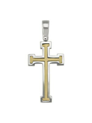 Yellow And White Gold Two Tone Cross 14KT & 18KT Yellow And White Gold Two Tone Cross 14KT & 18KT