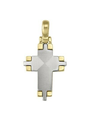 Yellow And White Gold Two Tone Cross 14KT & 18KT Yellow And White Gold Two Tone Cross 14KT & 18KT