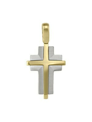 Yellow And White Gold Two Tone Cross 14KT & 18KT Yellow And White Gold Two Tone Cross 14KT & 18KT