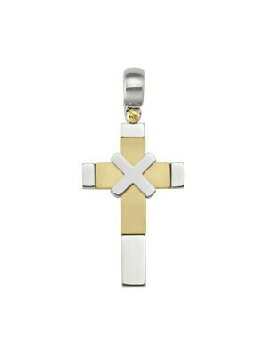 Yellow And White Gold Two Tone Cross 14KT & 18KT Yellow And White Gold Two Tone Cross 14KT & 18KT