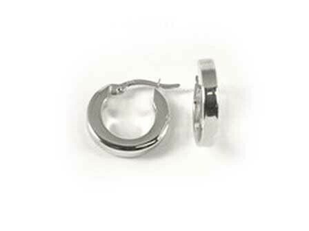 10K White Gold Polished Square Tube Hoop Earrings