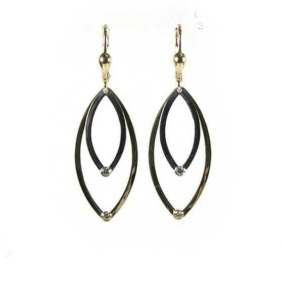 10K Yellow &amp; White Gold Two Tone Fancy Dangle Earrings