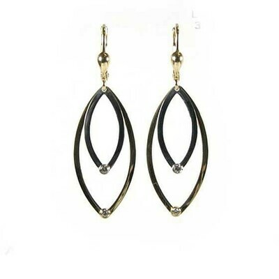 10K Yellow &amp; White Gold Two Tone Fancy Dangle Earrings