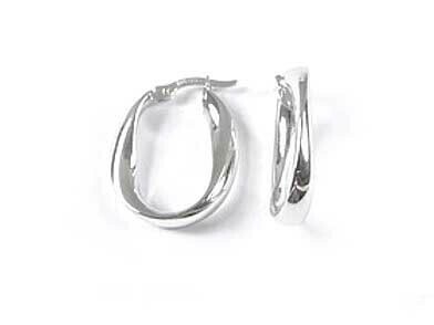 10K White Gold Twisted Hoop Earrings