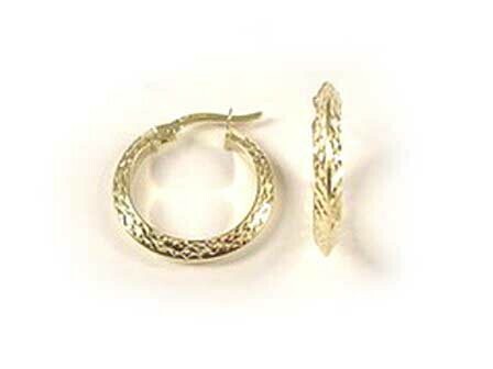 10K Yellow Gold Shimmer Cut Hoop Earrings