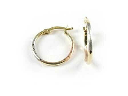 10K Yellow White &amp; Rose Tri Colour Earrings