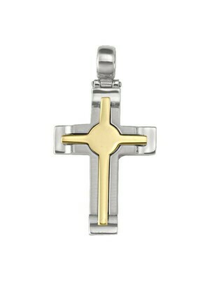 Yellow And White Gold Two Tone Cross 14KT & 18KT Yellow And White Gold Two Tone Cross 14KT & 18KT