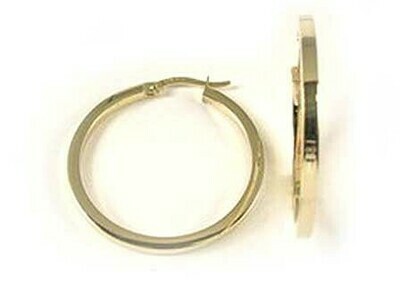 10K Yellow Gold Polished Square Tube Hoop Earrings
