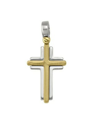 Yellow And White Gold Two Tone Cross 14KT & 18KT Yellow And White Gold Two Tone Cross 14KT & 18KT