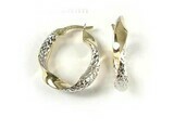 10K Yellow &amp; White Gold Two Tone Twisted Hoop Earrings