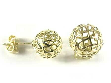 10K Yellow Gold 10MM Mesh Ball Stud Earrings 10K Yellow Gold 10MM Mesh Ball Stud Earrings