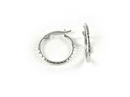 10K White Gold Shimmer Cut Hoop Earrings