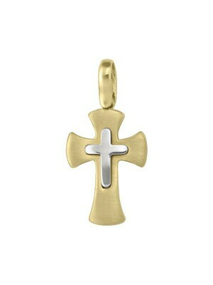 Yellow And White Gold Two Tone Cross 14KT & 18KT Yellow And White Gold Two Tone Cross 14KT & 18KT