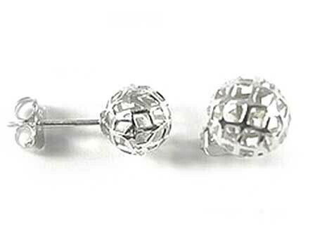 10K 8MM White Gold Mesh Ball Stud Earrings 10K 8MM White Gold Mesh Ball Stud Earrings