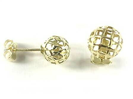 10K Yellow Gold 8MM Mesh Ball Stud Earrings 10K Yellow Gold 8MM Mesh Ball Stud Earrings