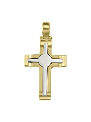 Yellow And White Gold Two Tone Cross 14KT & 18KT Yellow And White Gold Two Tone Cross 14KT & 18KT