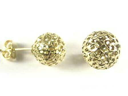 10K Yellow Gold 10MM Mesh Ball Stud Earrings 10K Yellow Gold 10MM Mesh Ball Stud Earrings
