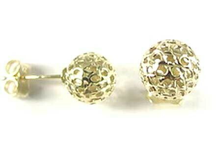 10K Yellow Gold 8MM Mesh Ball Stud Earrings 10K Yellow Gold 8MM Mesh Ball Stud Earrings