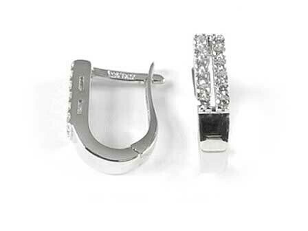 10K White Gold Double Row Round Cubic Earrings 10K White Gold Double Row Round Cubic Earrings